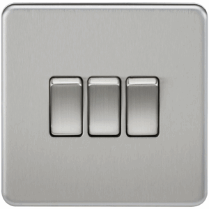 ML Accessories - Knightsbridge Screwless Brushed Chrome 10AX 3G 2-way Switch (SF4000BC)