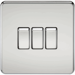 ML Accessories - Knightsbridge Screwless Polished Chrome 10AX 3G 2-way Switch (SF4000PC)