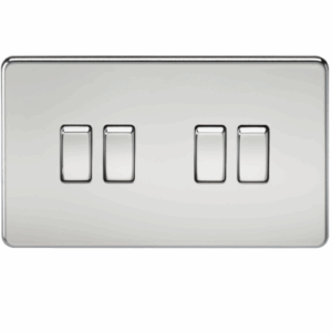 ML Accessories - Knightsbridge Screwless Polished Chrome 10AX 4G 2-way Switch (SF4100PC)