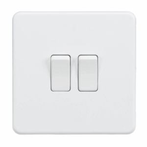 ML Accessories - Knightsbridge Matt White 10AX 2G 2-way Switch (SF3000MW)