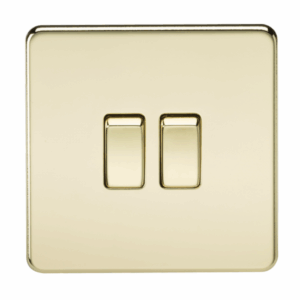 ML Accessories - Knightsbridge Screwless Polished Brass 10AX 2G 2-way Switch (SF3000PB)