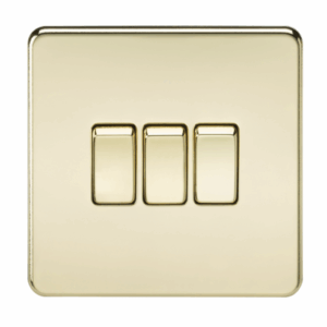 ML Accessories - Knightsbridge Screwless Polished Brass 10AX 3G 2-way Switch (SF4000PB)