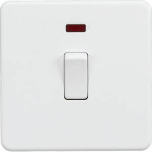 ML Accessories - Knightsbridge Matt White 20A 1G DP Switch with Neon (SF8341NMW)