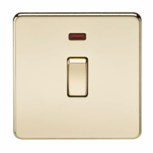ML Accessories - Knightsbridge Screwless Polished Brass 20A 1G DP Switch with Neon (SF8341NPB)