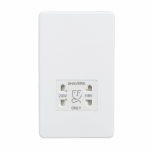 Knightsbridge Matt White 115/230V Dual Voltage Shaver Socket with insert