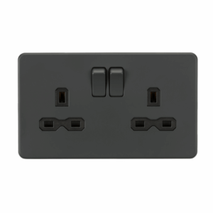 ML Accessories - Knightsbridge Anthracite 13A 2G DP Switched Socket with Twin Earths with insert (SFR9000AT)