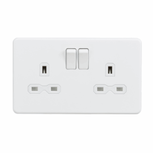 ML Accessories - Knightsbridge Matt White 13A 2G DP Switched Socket with Twin Earths with Insert (SFR9000MW)