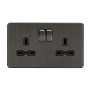 ML Accessories - Knightsbridge Smoked Bronze 13A 2G DP Switched Socket with Twin Earths with Insert (SFR9000SB)