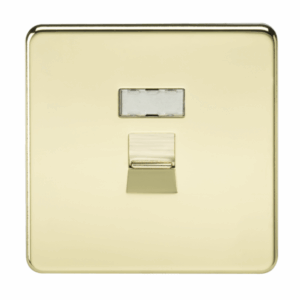 ML Accessories - Knightsbridge Screwless Polished Brass RJ45 Network Outlet (SFRJ45PB)