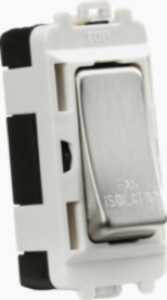 Grid Wiring Accessories - Knightsbridge Brushed Chrome 10A Fan Isolator Module (GDM020BC)