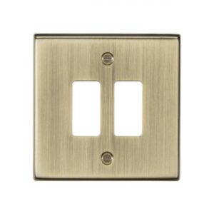 Grid Wiring Accessories - Knightsbridge Antique Brass 2G Grid Faceplate (GDCS2AB)