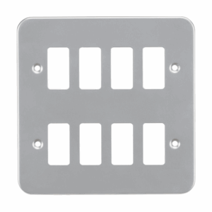 Metal Clad Range - Knightsbridge Silver/Grey Metalclad 8G grid faceplate (GDFP008M)