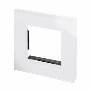 White Plain Glass - Retrotouch Crystal PG Euro Module Plate 2 Gang White (00173)