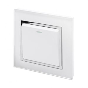 White Chrome Trim - Retrotouch Crystal CT (Retractive/Pulse) Light Switch 1 Gang White (00198)
