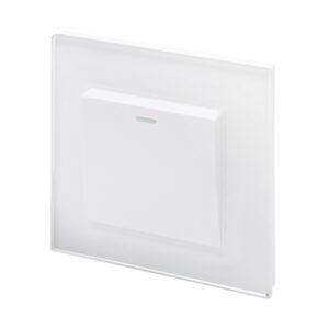 White Plain Glass - Retrotouch Crystal PG (Retractive/Pulse) Light Switch 1 Gang White (00196)