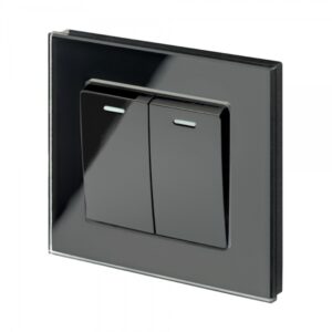 Retrotouch Crystal PG (Retractive/Pulse) Light Switch 2 Gang Black
