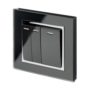 Retrotouch Crystal 3 Gang Rocker Light Switch Intermediate (Black CT)