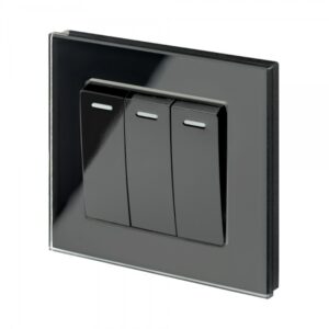 Retrotouch Crystal PG (Retractive/Pulse) Light Switch 3 gang Black