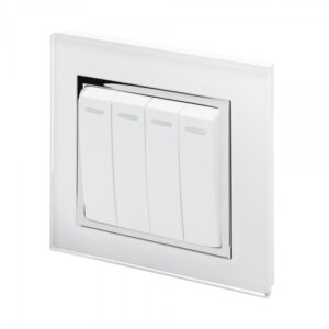 White Chrome Trim - Retrotouch Crystal CT (Retractive/Pulse) Light Switch 4 gang White (00256)