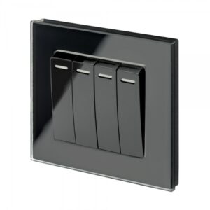 Retrotouch Crystal PG (Retractive/Pulse) Light Switch 4 Gang Black
