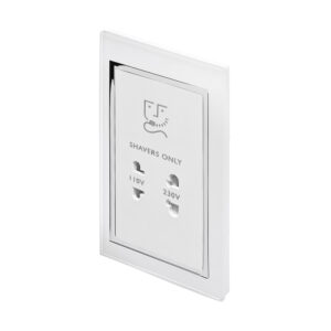 White Chrome Trim - Retrotouch Crystal CT Shaver Socket White (00285)