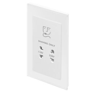 White Plain Glass - Retrotouch Crystal PG Shaver Socket White (00286)