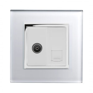 White Chrome Trim - Retrotouch TV/ CAT5E Socket White CT (00302)