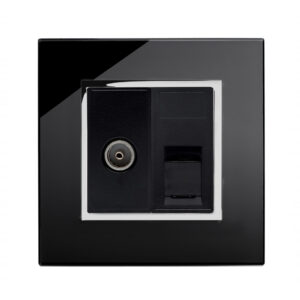 White Chrome Trim - Retrotouch TV/ CAT5E Socket White CT (00303)