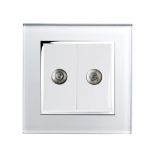 White Chrome Trim - Retrotouch Crystal CT Dual TV Socket White (00321)