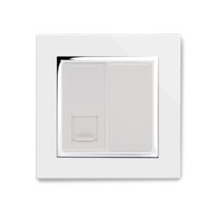 White Chrome Trim - Retrotouch Crystal CT Single CAT5e Socket White (00332)