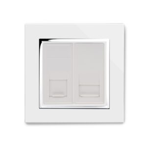 White Chrome Trim - Retrotouch Crystal CT CAT5e / RJ11 Socket White (00335)