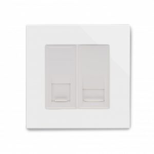 White Plain Glass - Retrotouch Crystal PG CAT5e / RJ11 Socket White (00336)