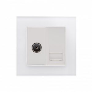White Plain Glass - Retrotouch Crystal PG TV / BT Slave Socket White (00341)