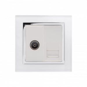 White Chrome Trim - Retrotouch Crystal CT TV / BT Master Tel Socket White (04071)