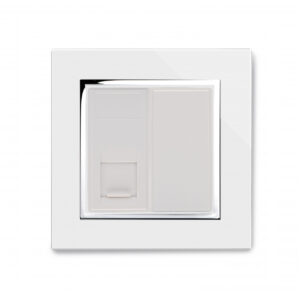 White Chrome Trim - Retrotouch Crystal CT Single CAT6e Socket White (00346)