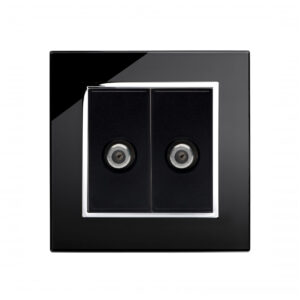 Retrotouch Crystal CT Dual Satelite F Type Socket Black