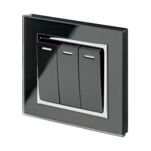Retrotouch Crystal CT 3 Gang Rocker Light Switch Black