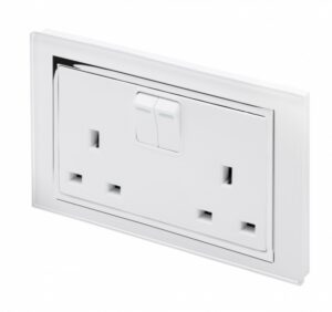 Retrotouch Crystal CT 13A DP Double Plug Socket with Switch White
