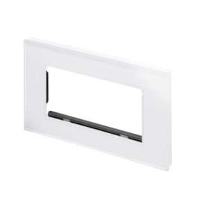 White Plain Glass - Retrotouch Crystal PG Euro Module Plate 4 Gang White (00177)