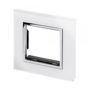 White Chrome Trim - Retrotouch Crystal CT Euro Module Plate 2 Gang White (00172)