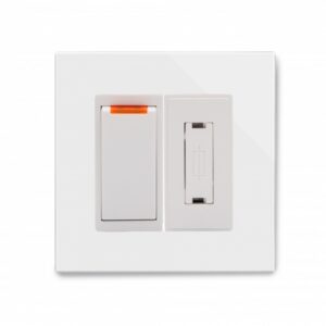 White Plain Glass - Retrotouch Crystal PG 13A DP Switched Fused Spur White (01701)