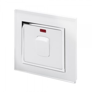 White Chrome Trim - Retrotouch Crystal CT 20A DP Switch with Neon White (01720)