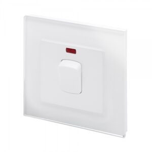 White Plain Glass - Retrotouch Crystal PG 20A DP Switch with Neon White (01721)