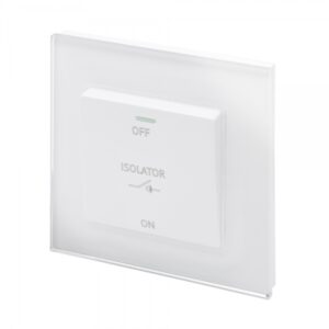 White Plain Glass - Retrotouch Crystal PG 10A 3-Pole Fan Isolator Switch White (01730)
