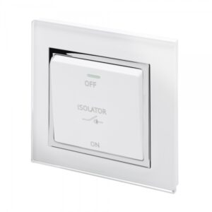 White Chrome Trim - Retrotouch Crystal CT 10A 3-Pole Fan Isolator Switch White (01731)
