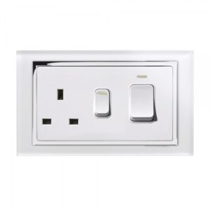 Retrotouch Crystal CT 45A DP Cooker & 13A Socket White Chrome Trim (01840)