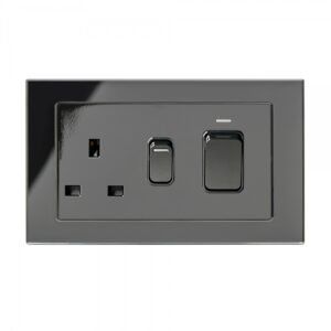 Retrotouch Crystal 45A DP Cooker & 13A Socket Black Glass