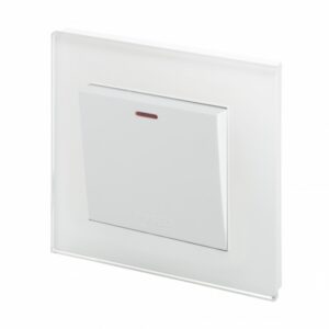White Plain Glass - Retrotouch Crystal PG 13A DP Switched Fused Spur White NEW (01761)