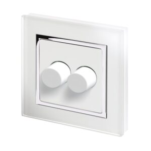 White Chrome Trim - Retrotouch Crystal CT Rotary Intelligent LED Dimmer Switch 2G/2Way White (02060-SM)