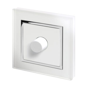 White Chrome Trim - Retrotouch Crystal CT Rotary Intelligent LED Dimmer Switch 1G/2Way White (02040-SM)
